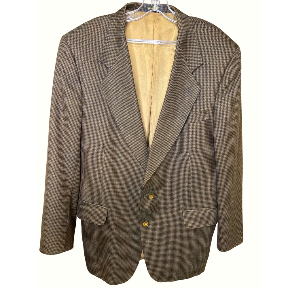 Oscar de la Renta Men Blazer Sport Coat Houndstooth 42R brown Made in Colombia